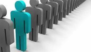 stick people standing in a line and one is highlighted in a different color